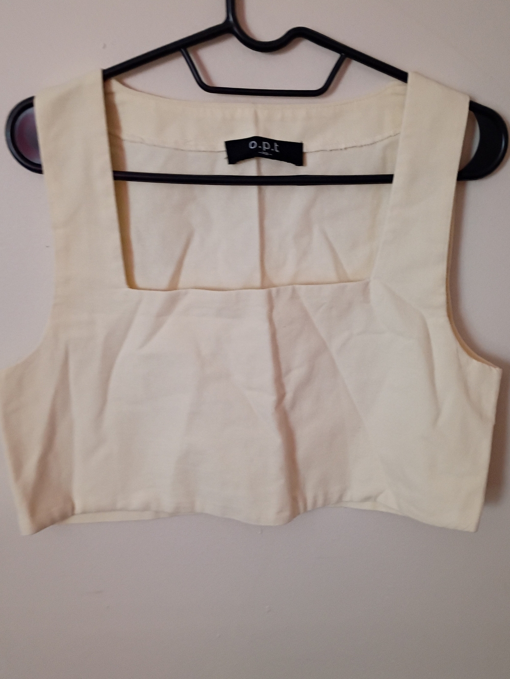 Cream Square-Neck Cropped Tank
